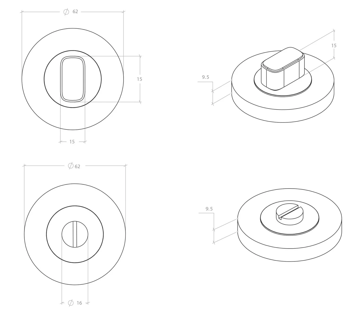 Momo Privacy Thumb Turn Set - Available in Various Finishes - Image 8