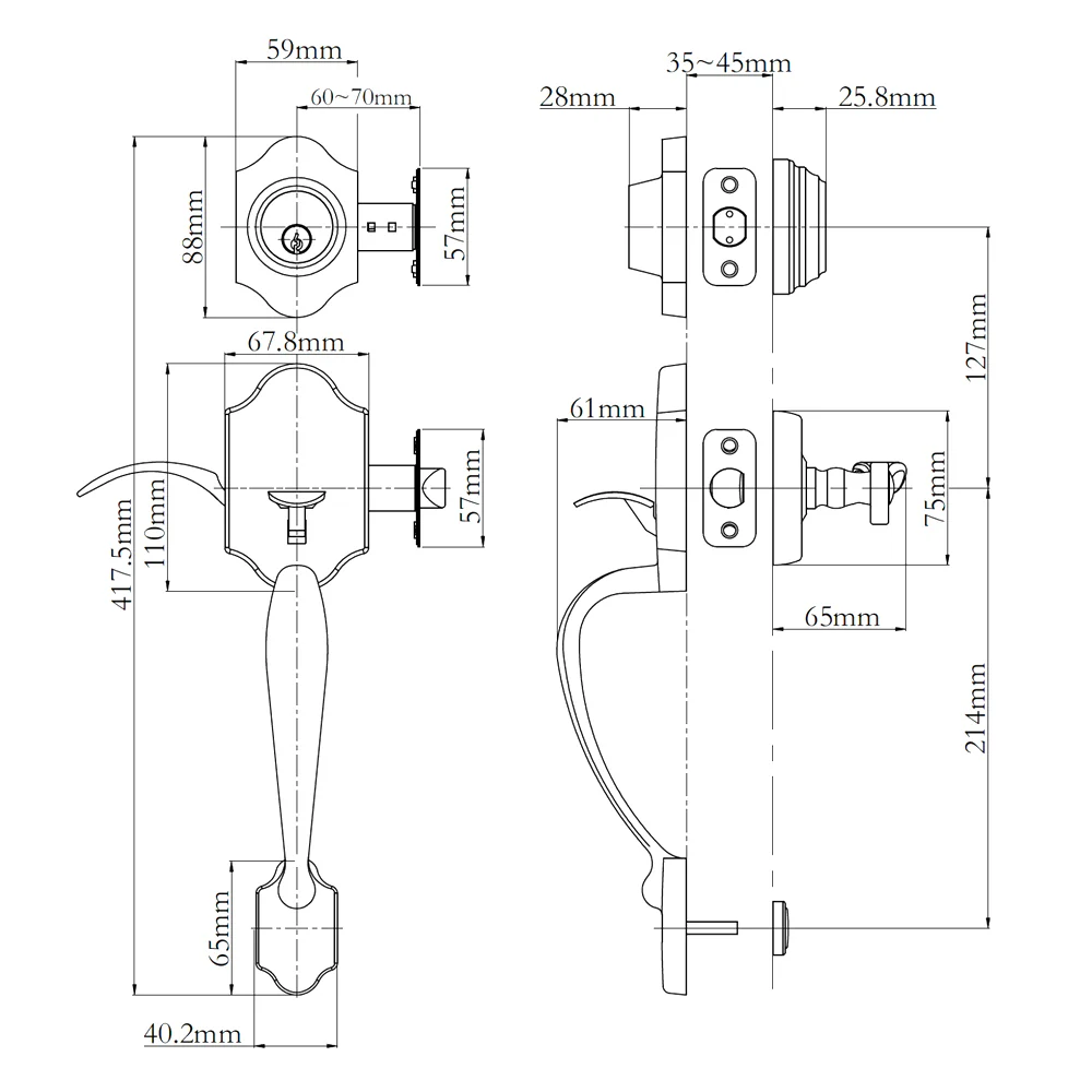 N2lok Charente Single Cylinder Door Entrance Set Box Pack - Available in Various Finishes - Image 2