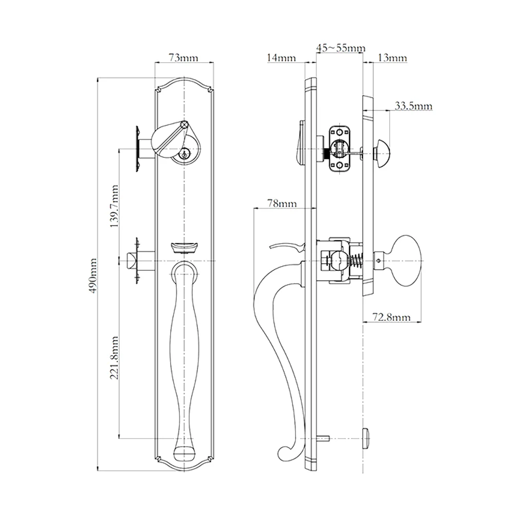 N2lok Etna Door Handle Single Cylinder Egg Knob Entrance Set - Available in Various Finishes - Image 2