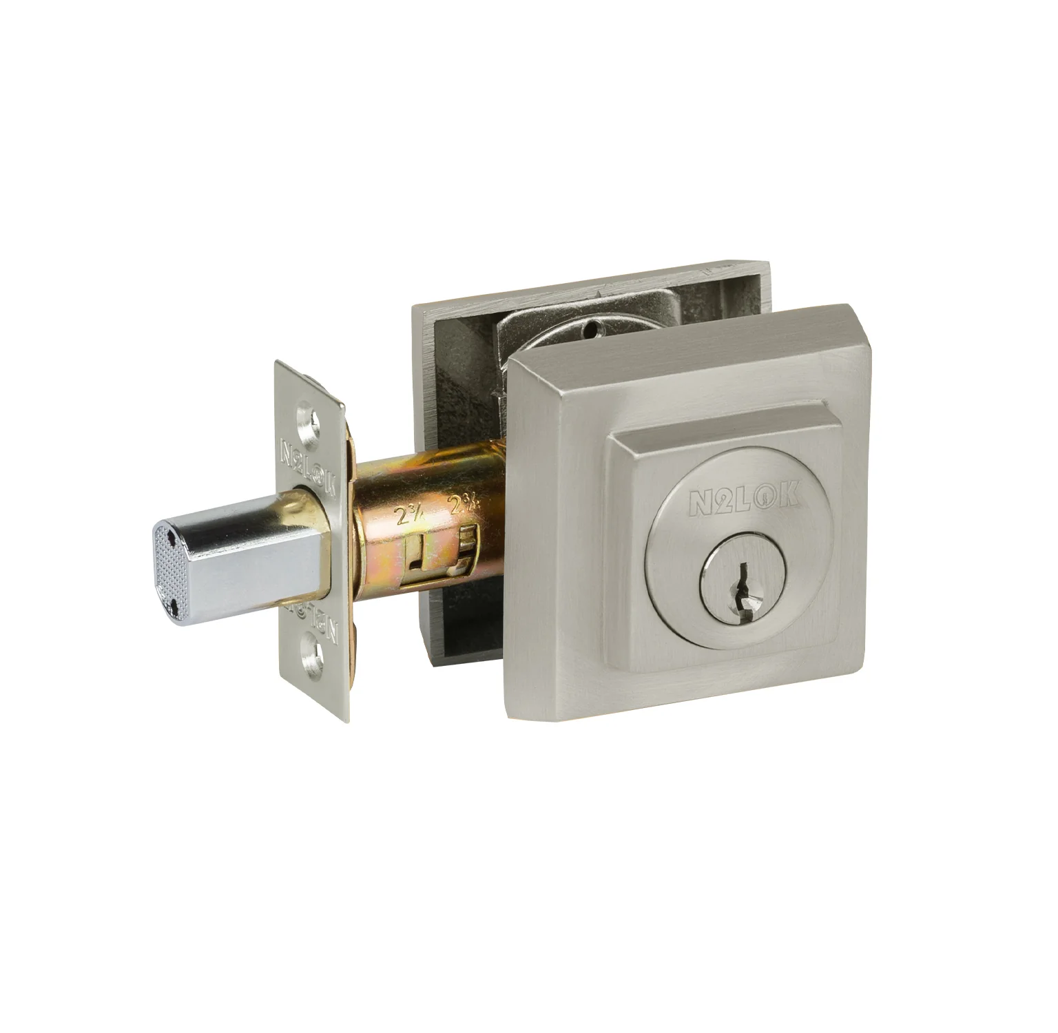 N2Lok Forged Brass Deadbolt Square Double Cylinder - Available in Various Finishes - Image 5