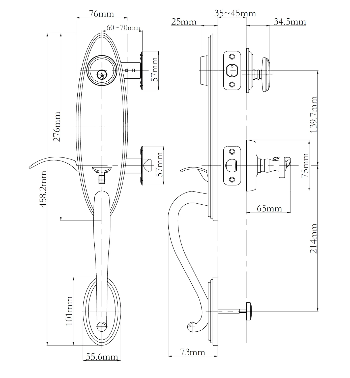 N2lok Loire Door Handle Double Cylinder with Flutto Lever Entrance Set Box Pack - Image 2
