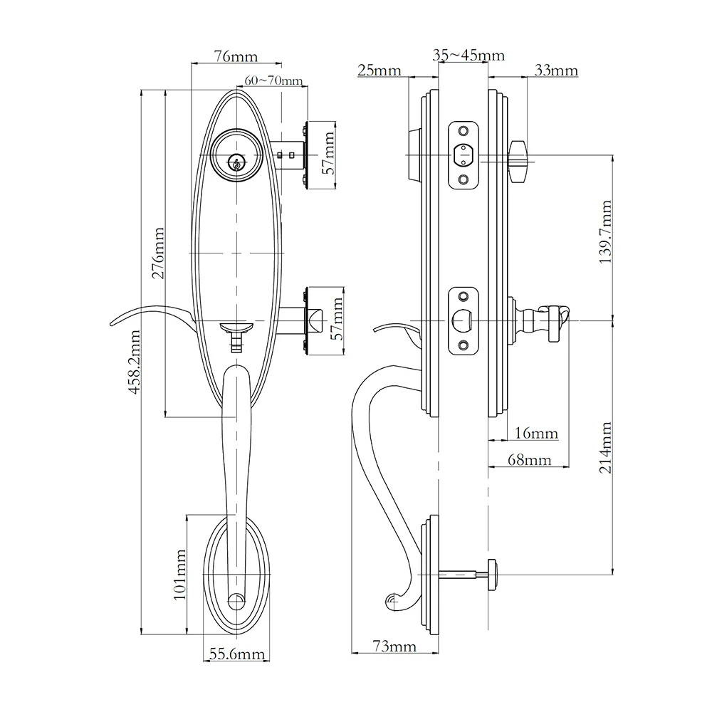 N2lok Loire Door Handle Interconnect Flutto Lever Entrance Set - Available in Various Finishes - Image 2