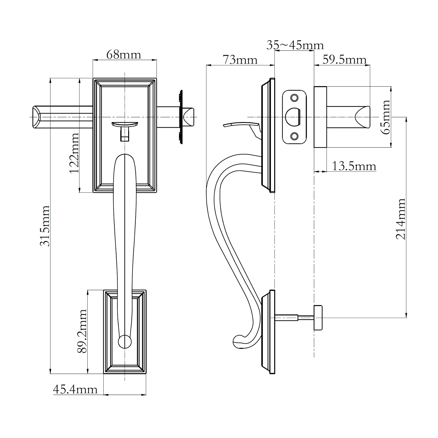N2Lok Madison Para Door Lever Passage Box Pack - Available in Various Finishes - Image 2