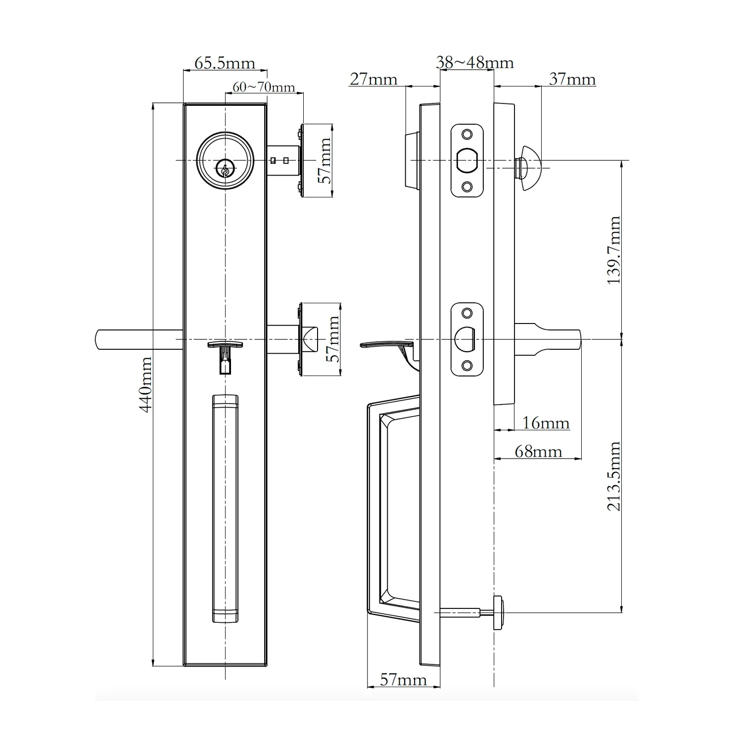 N2lok Montpelier Straight Door Lever Interconnect Set - Available in Various Finishes - Image 2