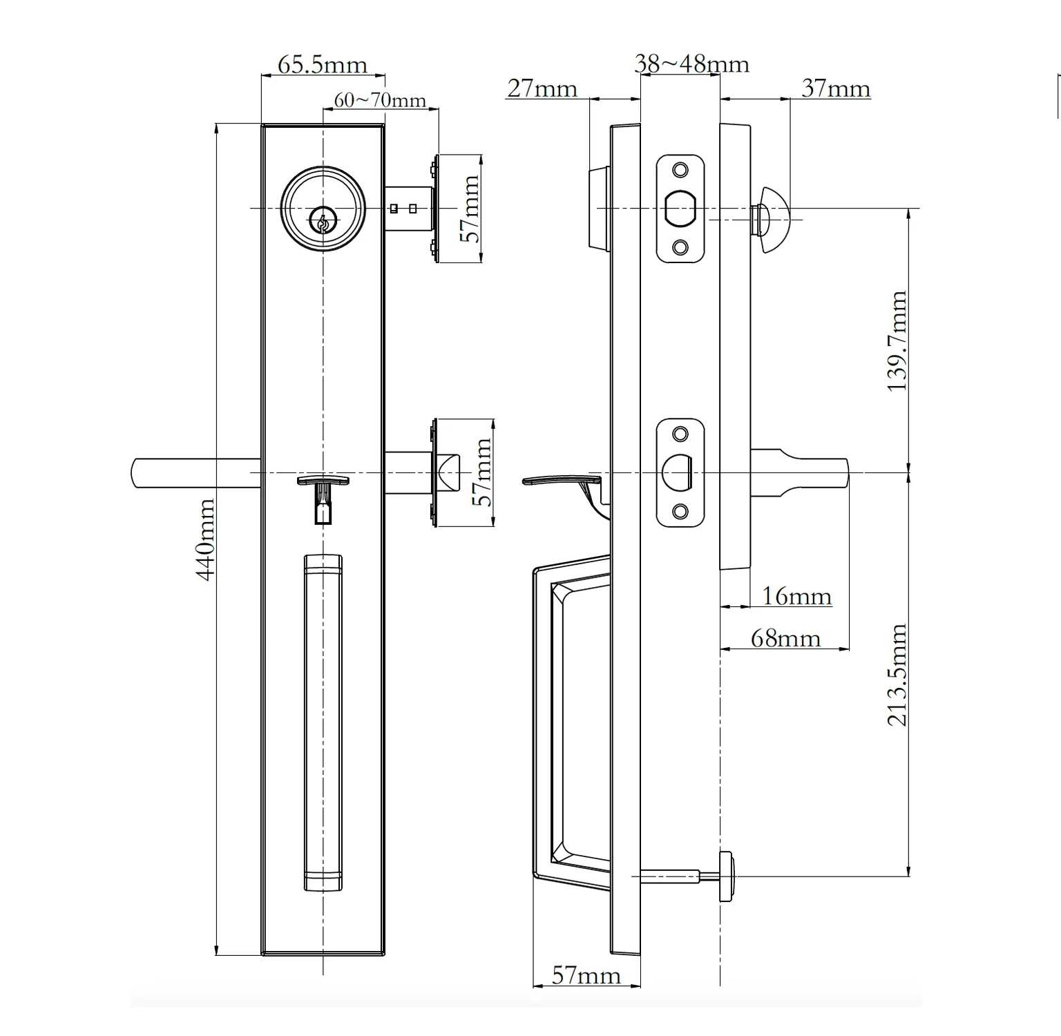 N2lok Montpellier Double Cylinder Door Entrance Set Box Pack - Available in Various Finishes - Image 2