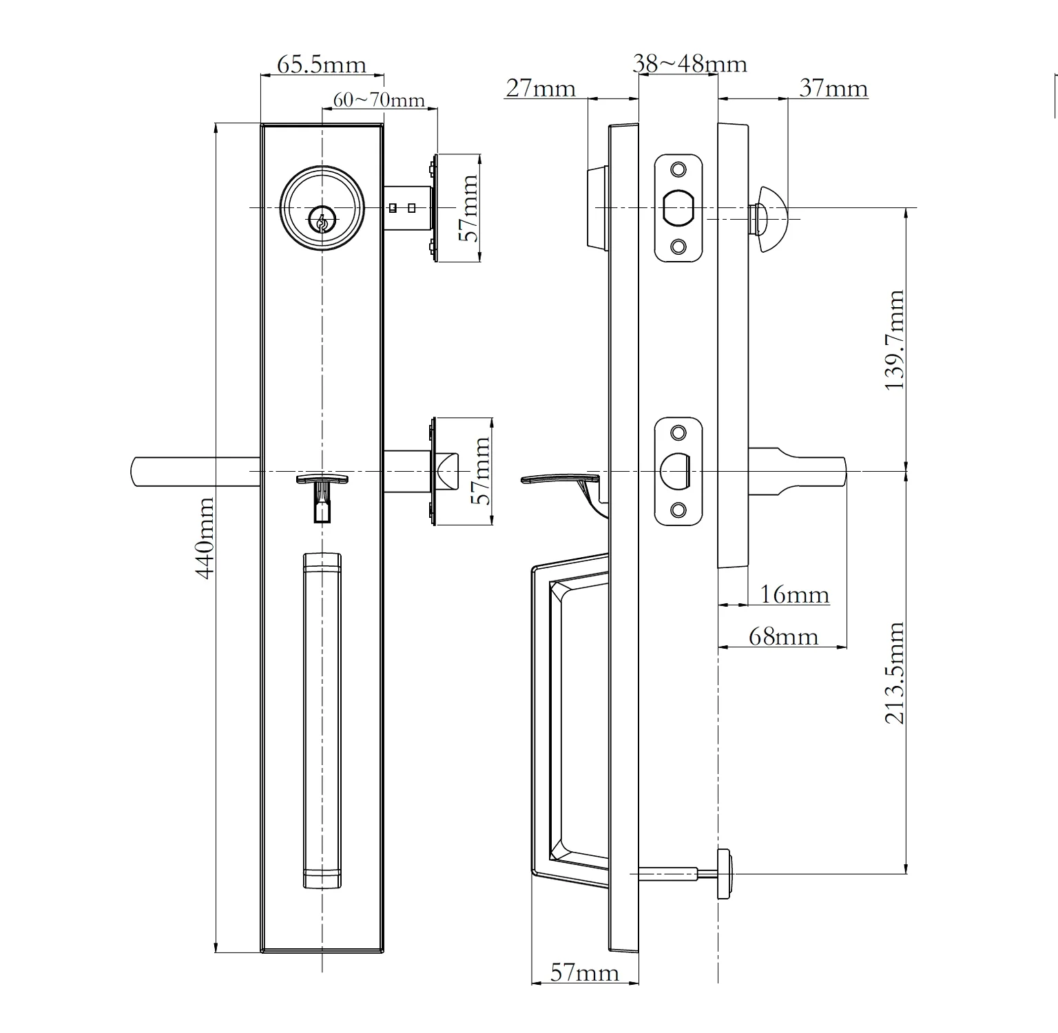 N2lok Montpellier Single Cylinder Door Entrance Set Box Pack - Available in Various Finishes - Image 2