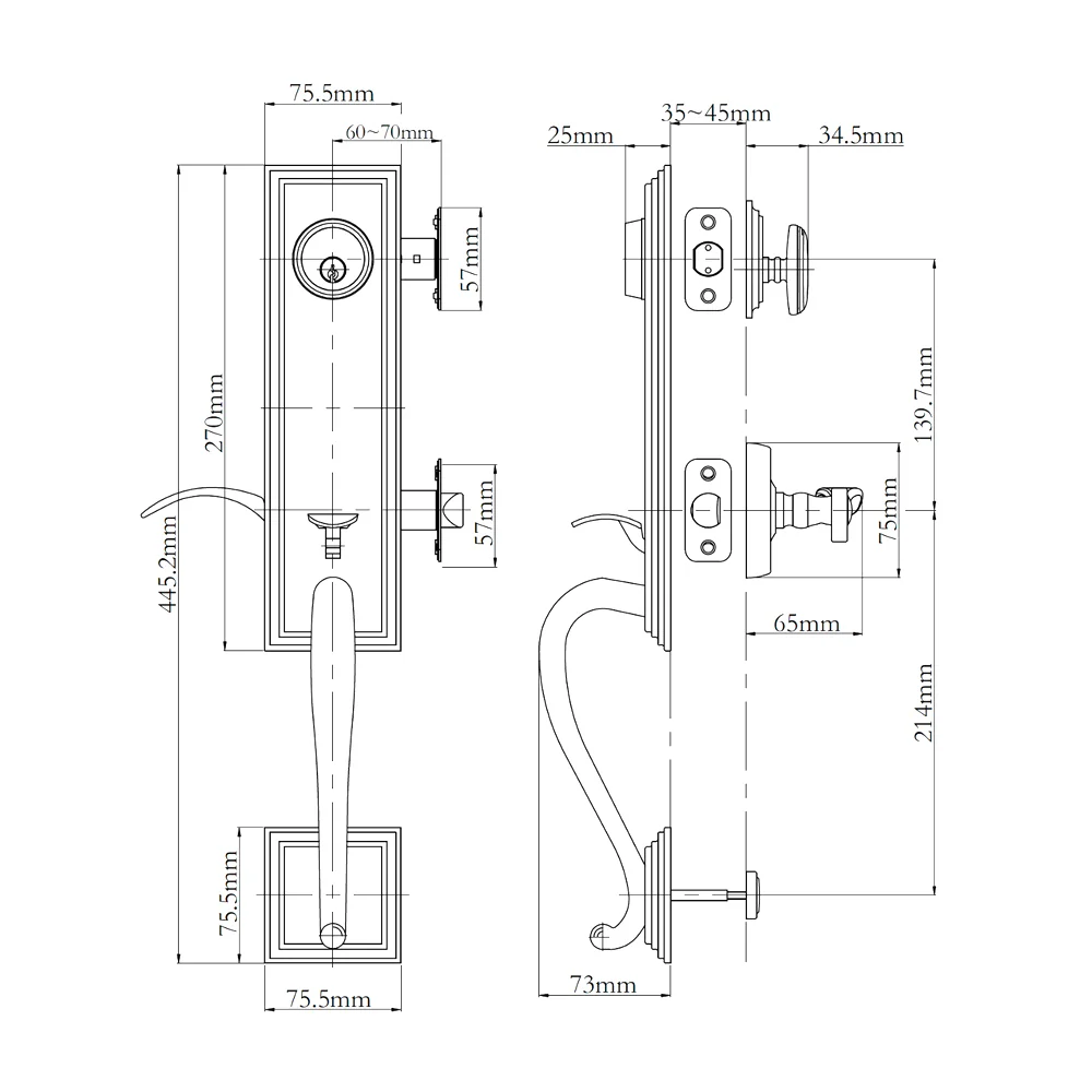 N2lok Seine Single Cylinder Door Entrance Set - Available in Various Finishes - Image 2