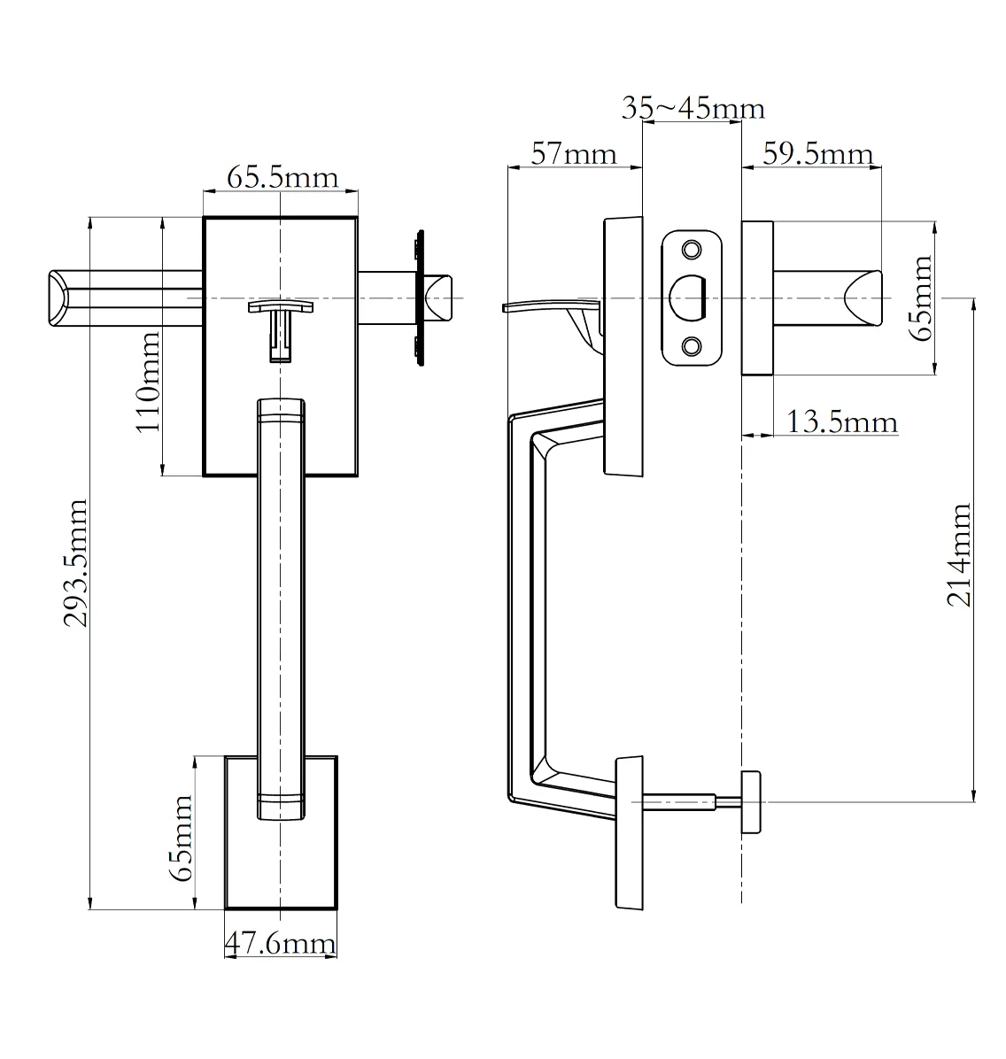 N2Lok Sentry Door Lever Handle Passage Set - Available in Matt Black and Satin Nickel - Image 2