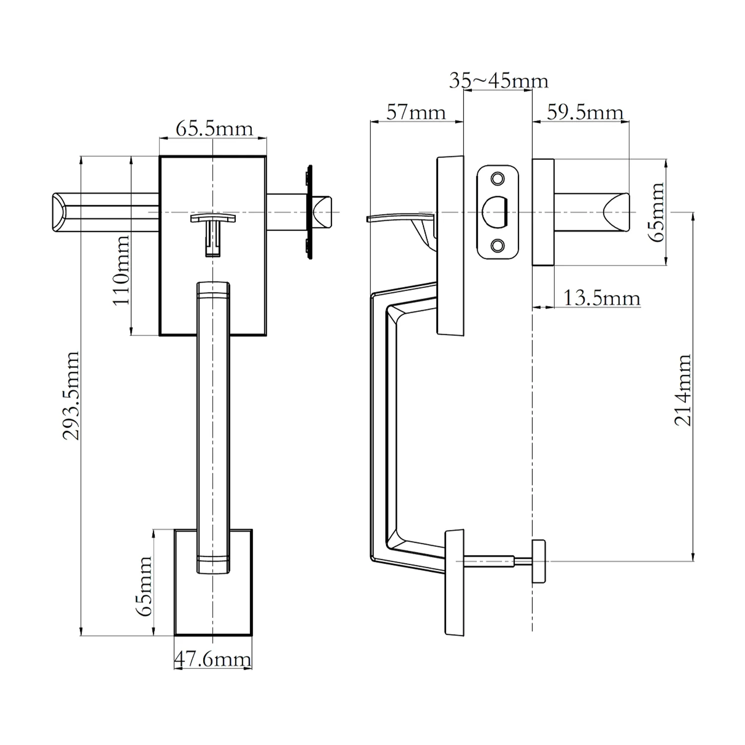 N2Lok Sentry Para Door Lever Passage Box Pack - Available in Various Finishes - Image 2