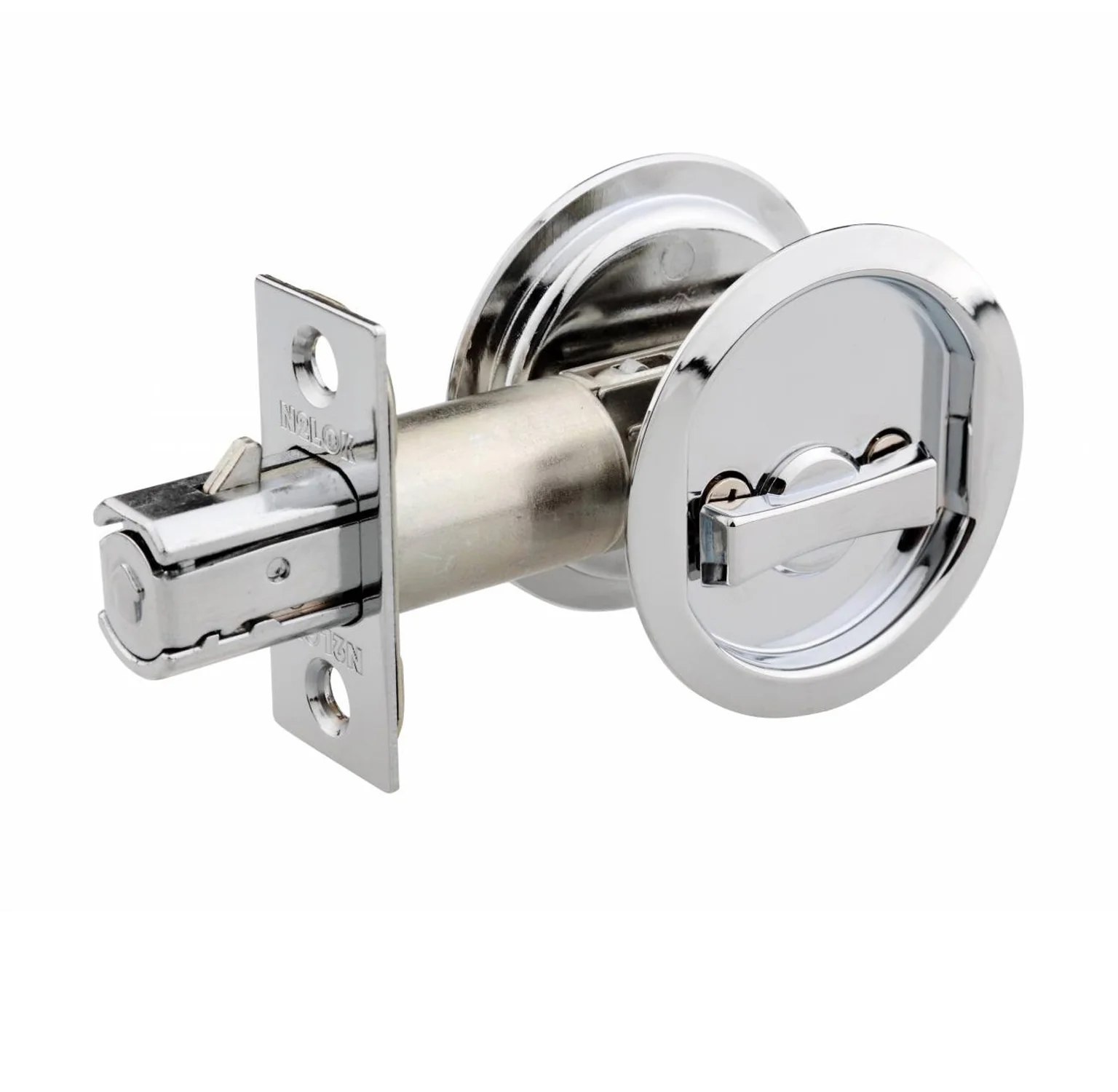 N2lok Sliding Door Cavity Lock Privacy Set Clear Pack - Available in Satin Chrome and Matt Black - Image 3