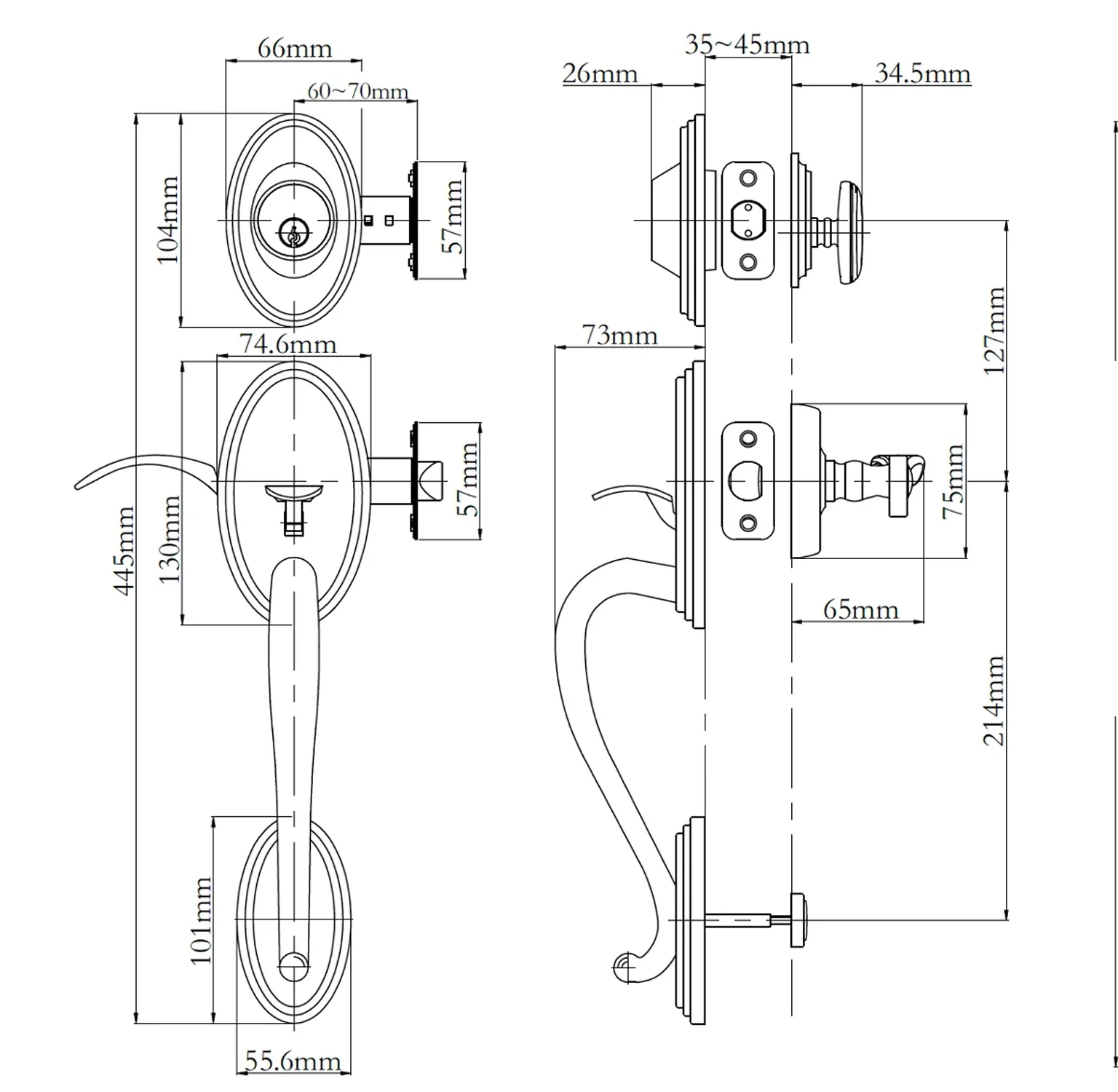 N2lok Somme Door Handle Single Cylinder with Egg Knob Entrance Set Box Pack - Image 2