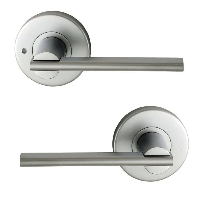 Nidus Door Handle Mediterranean Metro Privacy Lever Set Satin Chrome