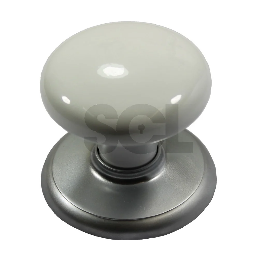 Nidus Door Knob CDFWHSC PAMRSC Corona Privacy Set White Satin Chrome w/ Latch