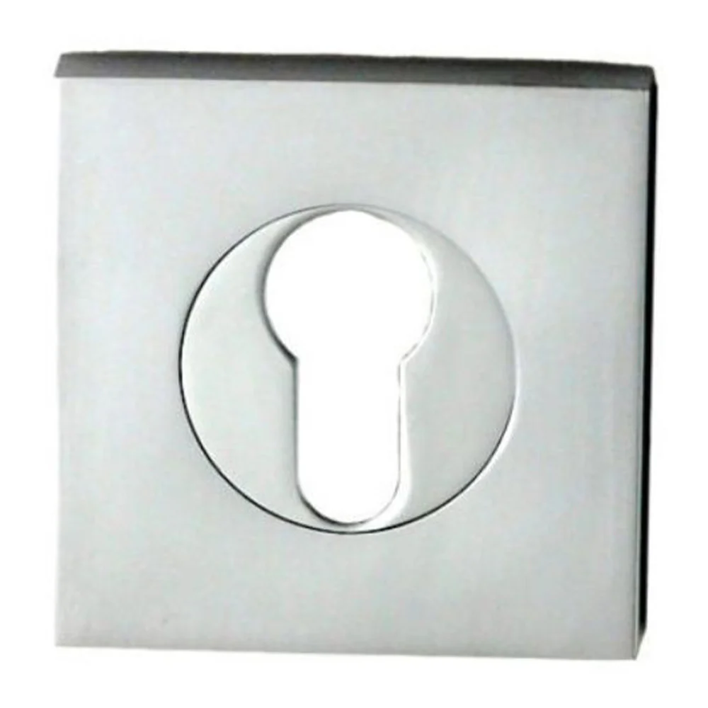Nidus Mediterranean Square Rose Door Euro Escutcheon - Available in Polished and Satin Chrome - Image 3