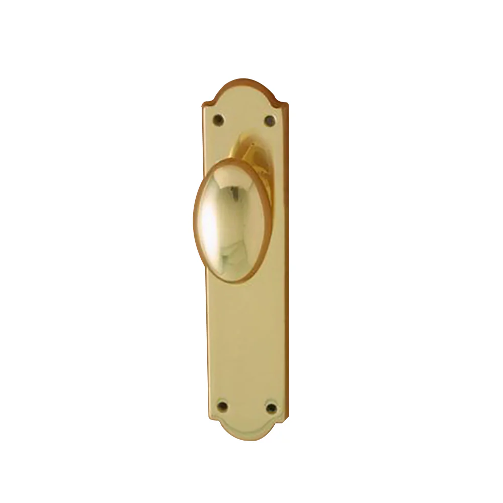 Pavtom Door Handle Oval Knob Latch on Victorian Shaped Plate 7507/7400PB
