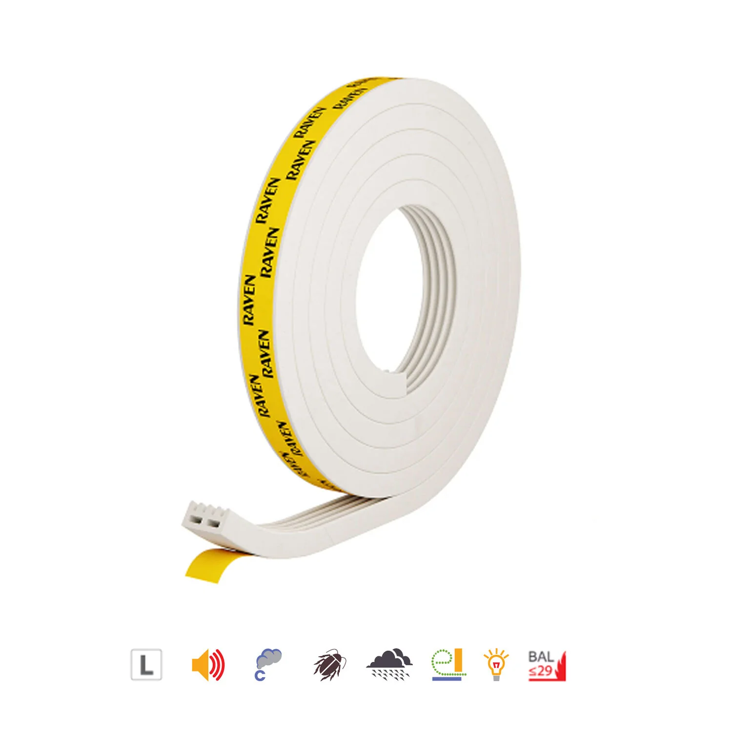 Raven RP108 Multi-Use Self Adhesive Rubber Sealing Strip 2000mm - Available in Grey and White Finish - Image 2