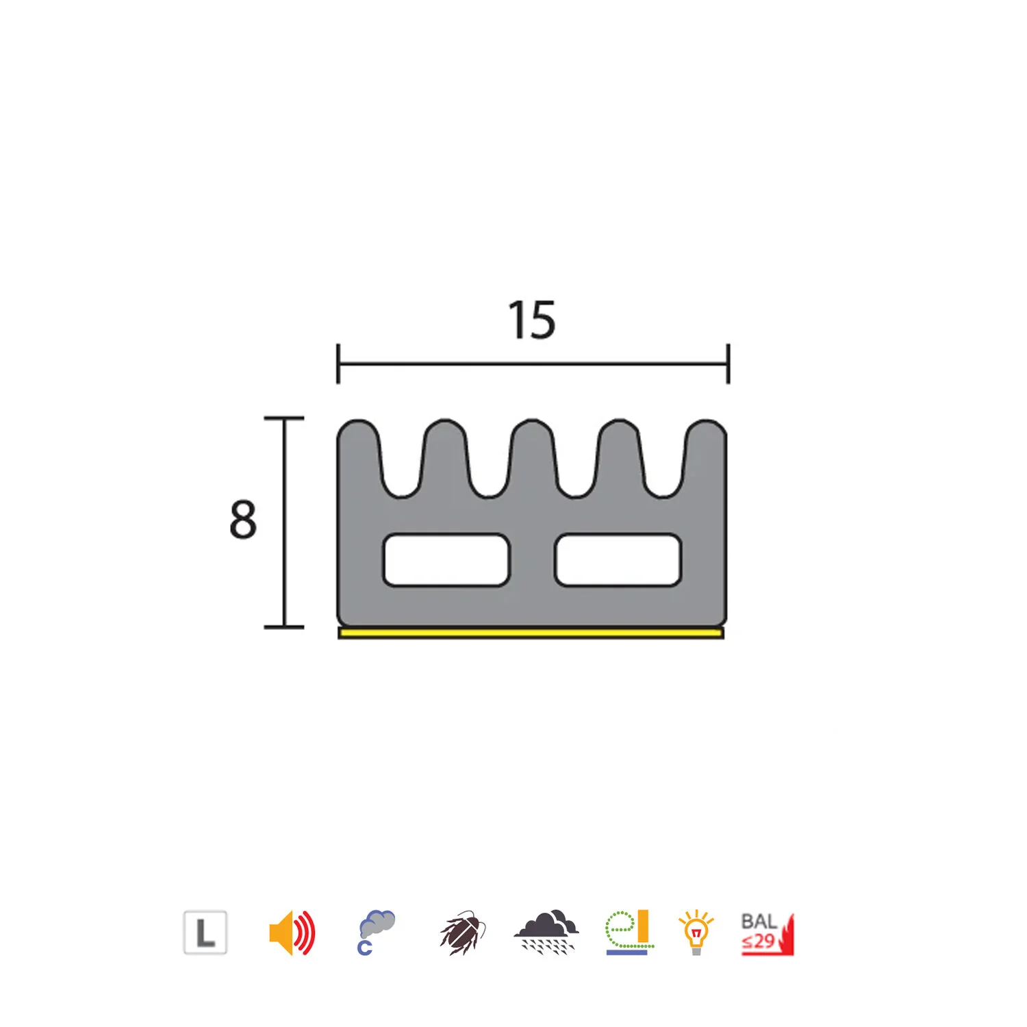 Raven RP108 Multi-Use Self Adhesive Rubber Sealing Strip 2000mm - Available in Grey and White Finish - Image 3