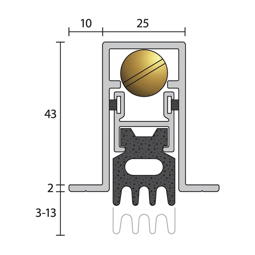 Raven RP70 Automatic Door Bottom Seals 920mm Silver Anodised A70C36 - Image 2