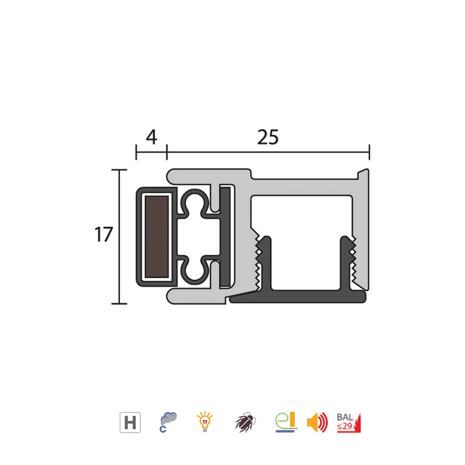 Raven RP85 Perimeter Meeting Stile Seal 2250mm Silver Anodised A85C2250 - Image 2
