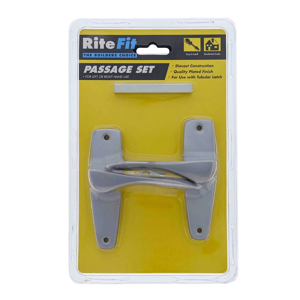 RiteFit Residential Passage Furniture Door Lever Handle Satin Chrome FPASCP