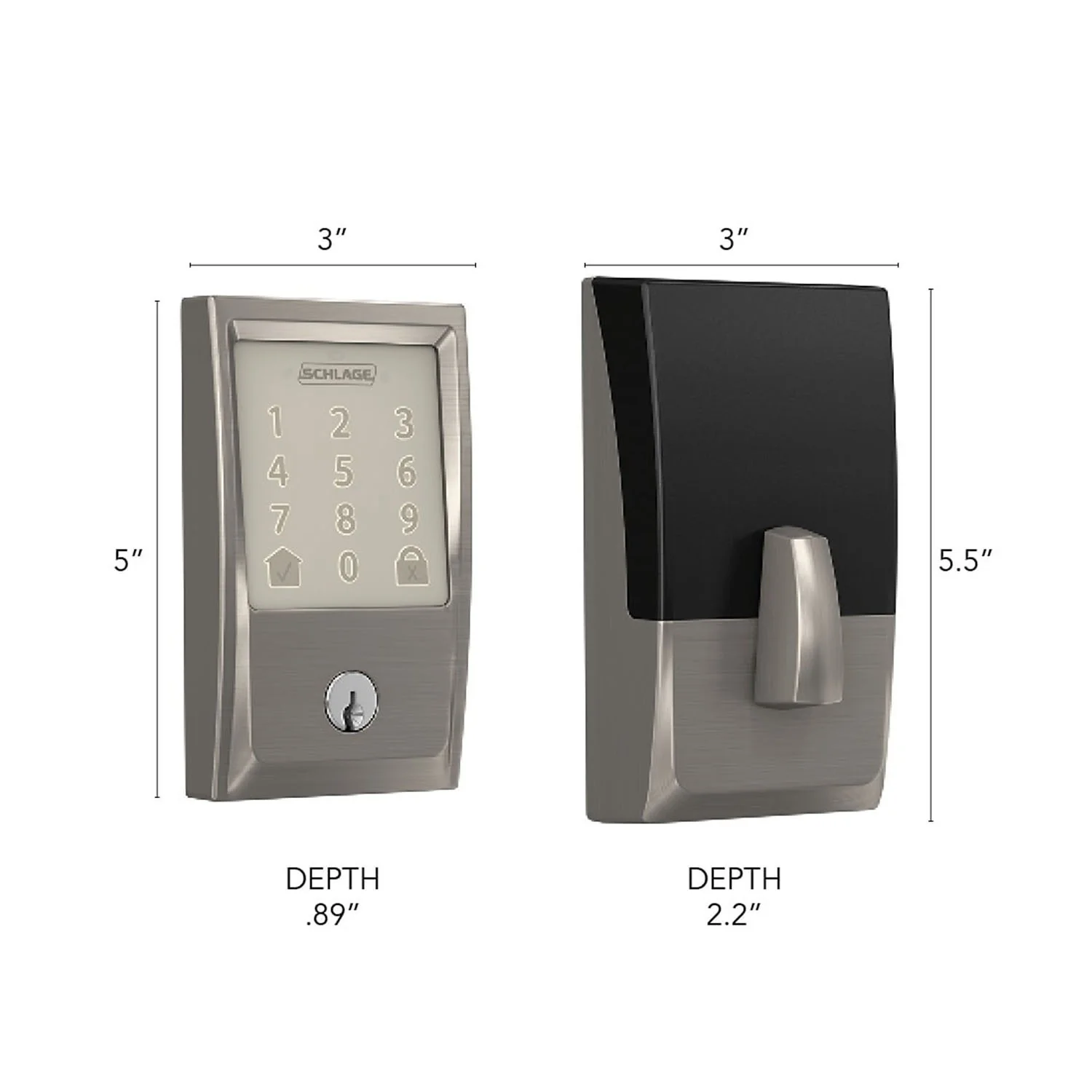 Schlage Encode Smart Lock Deadbolt Satin Nickel SRE60121 works on Google Assist - Image 4