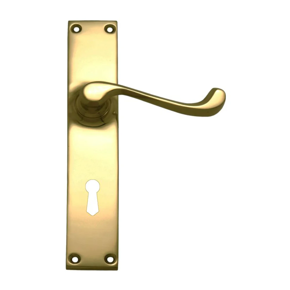 Superior Brass Classic Door Lever on Plate Bitkey Hole - Available in Various Finishes - Image 2