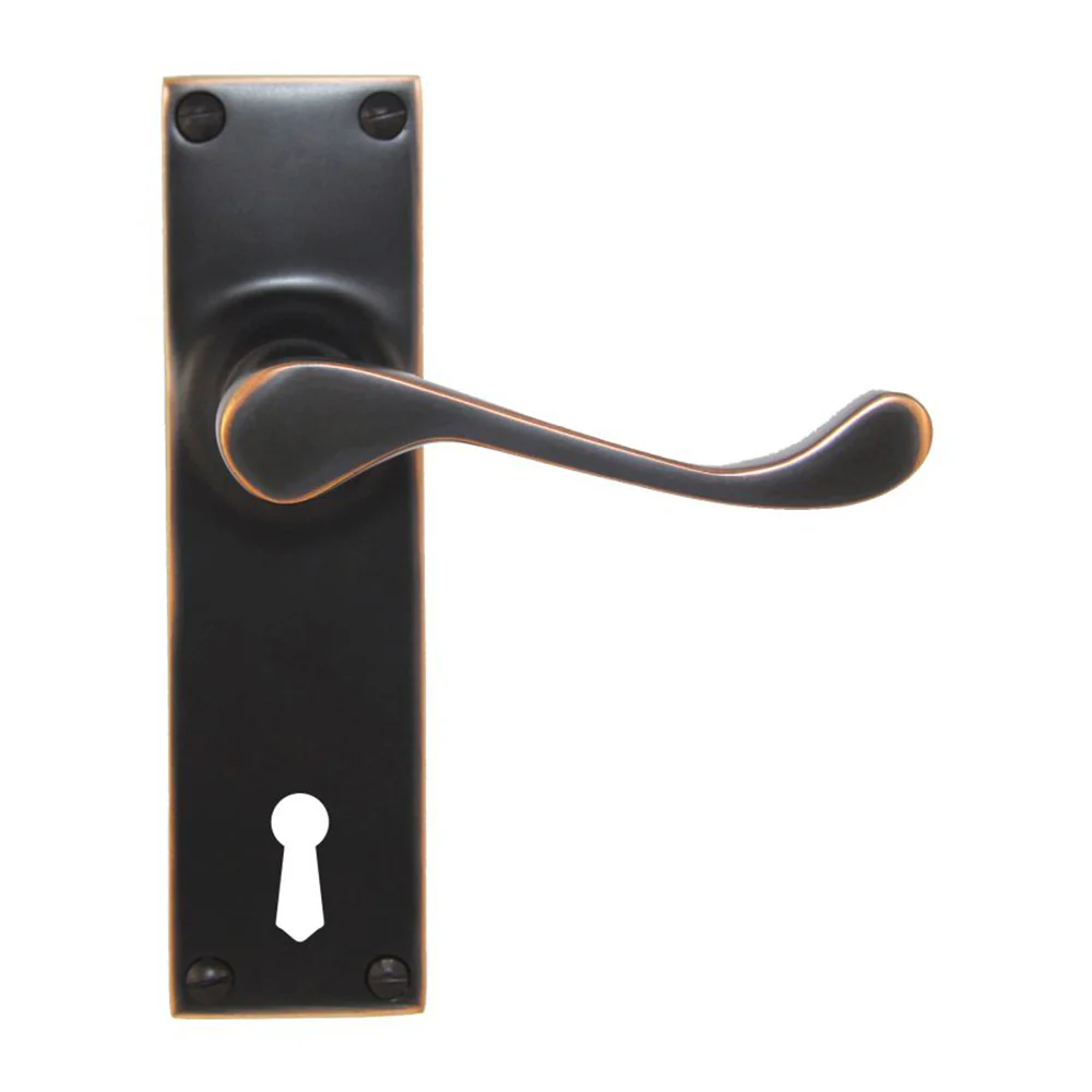 Superior Brass Colonial Door Lever on Plate Bitkey Hole - Available in Various Finishes - Image 3