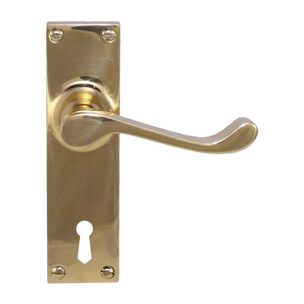 Superior Brass Colonial Door Lever on Plate Bitkey Hole - Available in Various Finishes - Image 4
