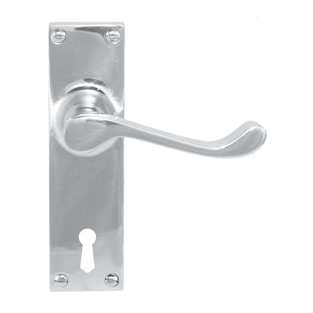 Superior Brass Colonial Door Lever on Plate Bitkey Hole - Available in Various Finishes - Image 5