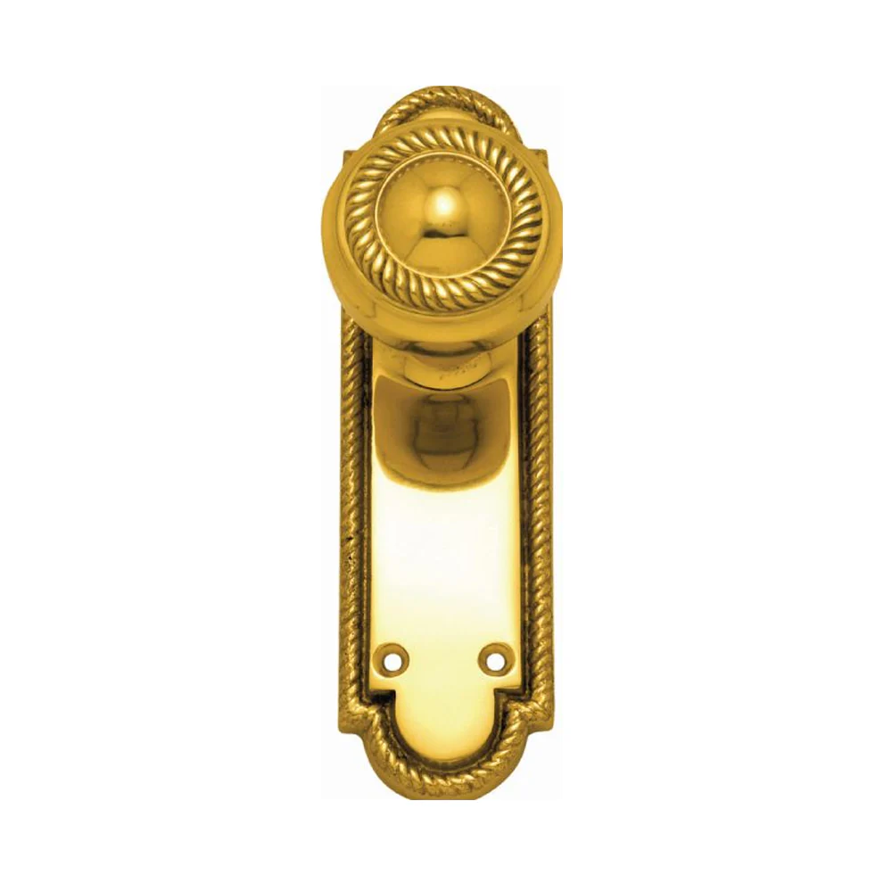 Superior Brass Door Knob on Shouldered Backplate Passage Set Polished Brass 4071