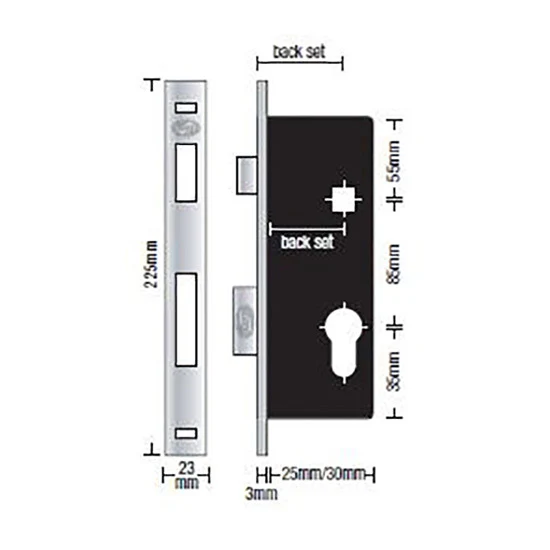 Superior Brass High Security Rebate Kit Satin Chrome 49210 Suits 9208 9209 85MM Centres
