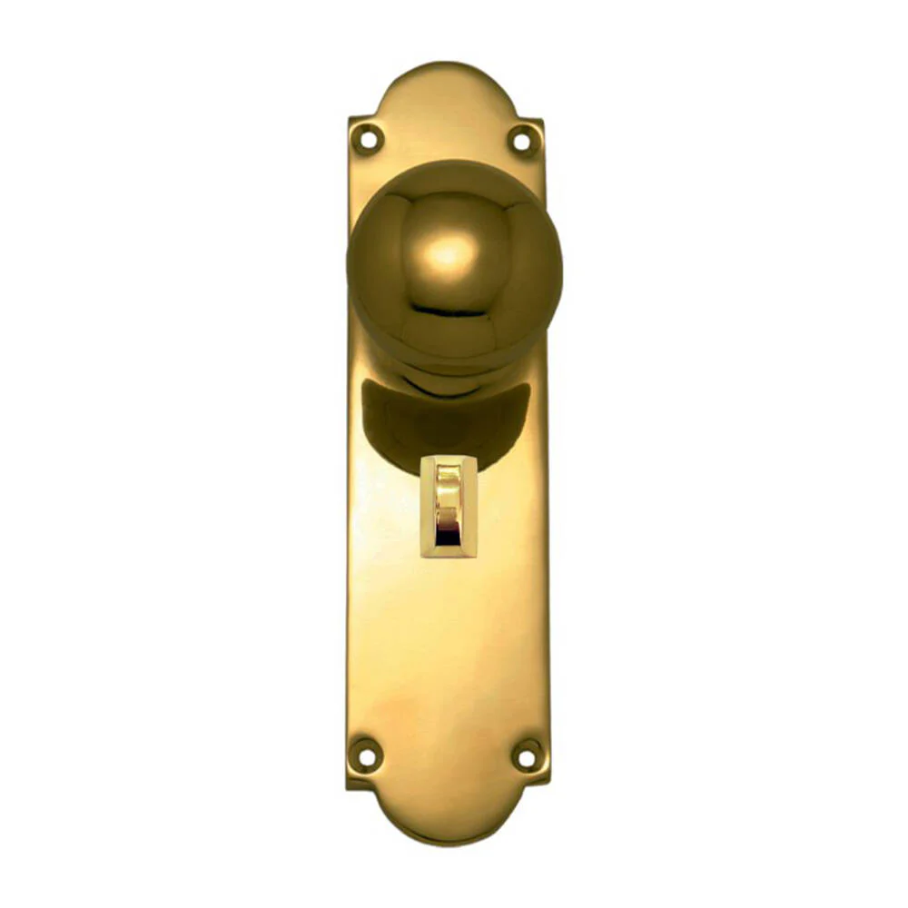 Superior Brass Victorian Knob on Longplate Privacy Set - Available in Various Finishes - Image 2