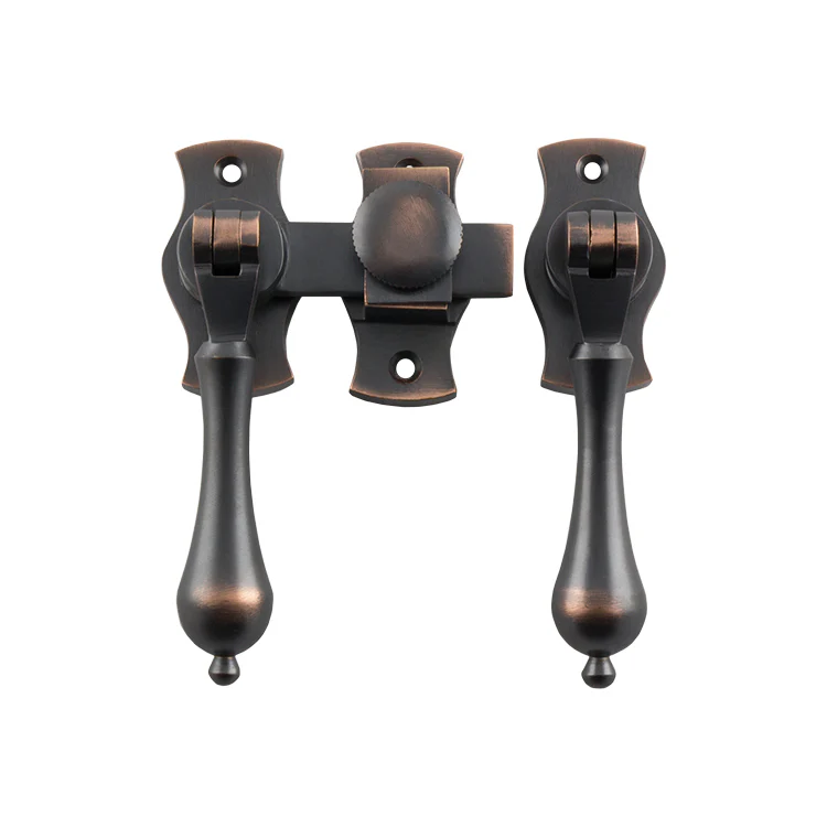 Tradco 1183AC French Door Fastener Teardrop Antique Copper