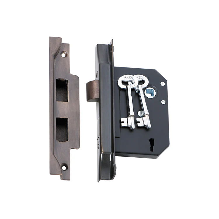Tradco 2205AB 3 Lever Rebated Lock Antique Brass 57mm