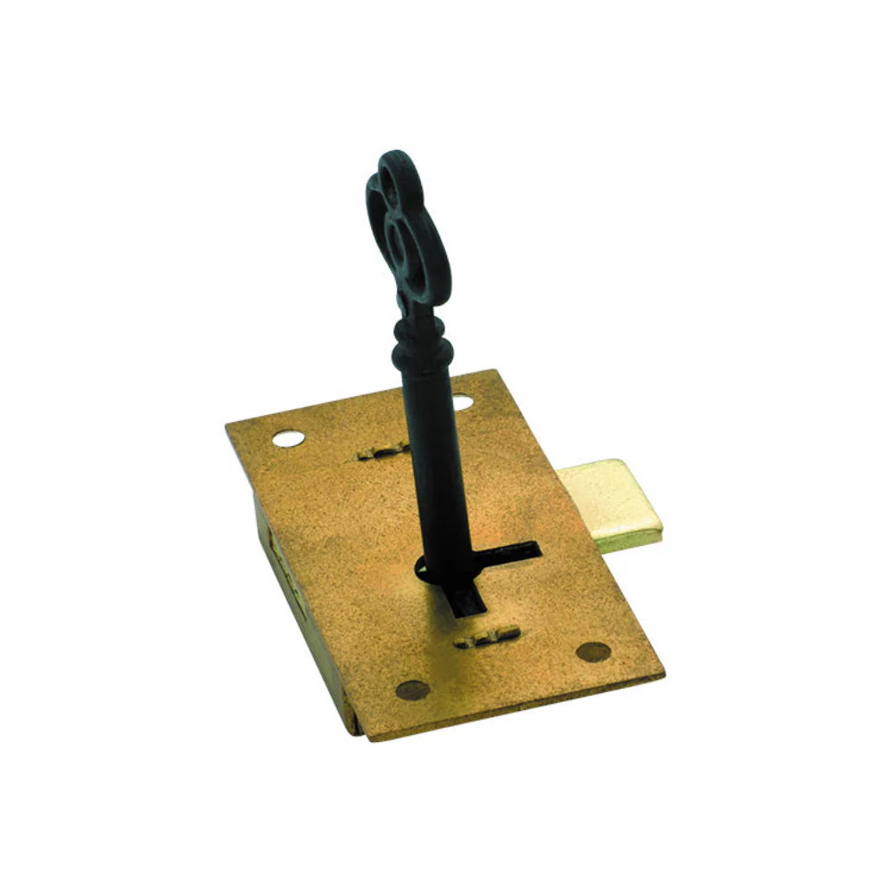 Tradco Cupboard Lock 63x32mm Polished Brass 4002
