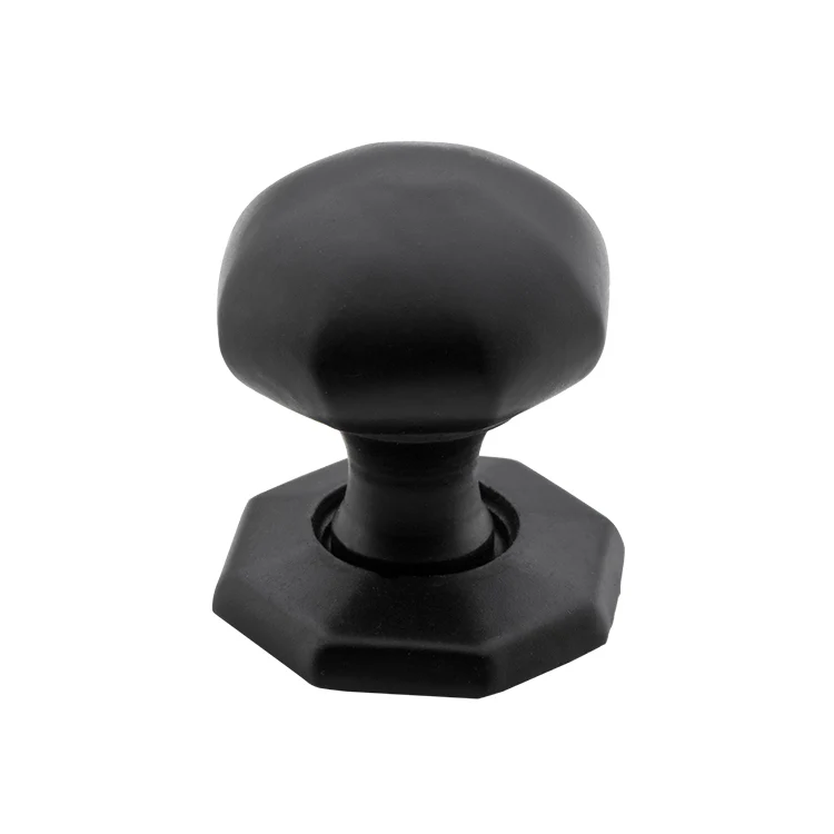 Tradco 4084MB Cupboard Knob Octagonal W Bplate CI Matt Black 25mm
