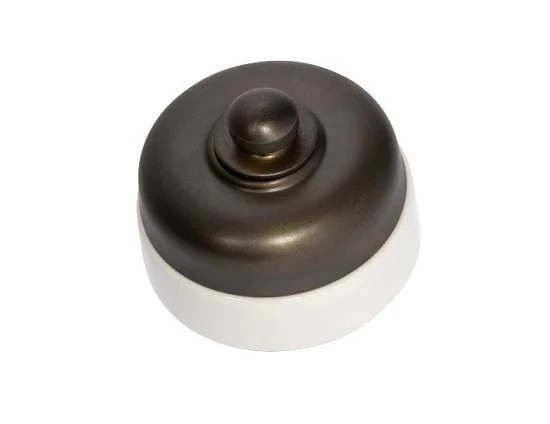 Tradco 5107AB Ivory Porcelain Base Fan Controller Antique Brass