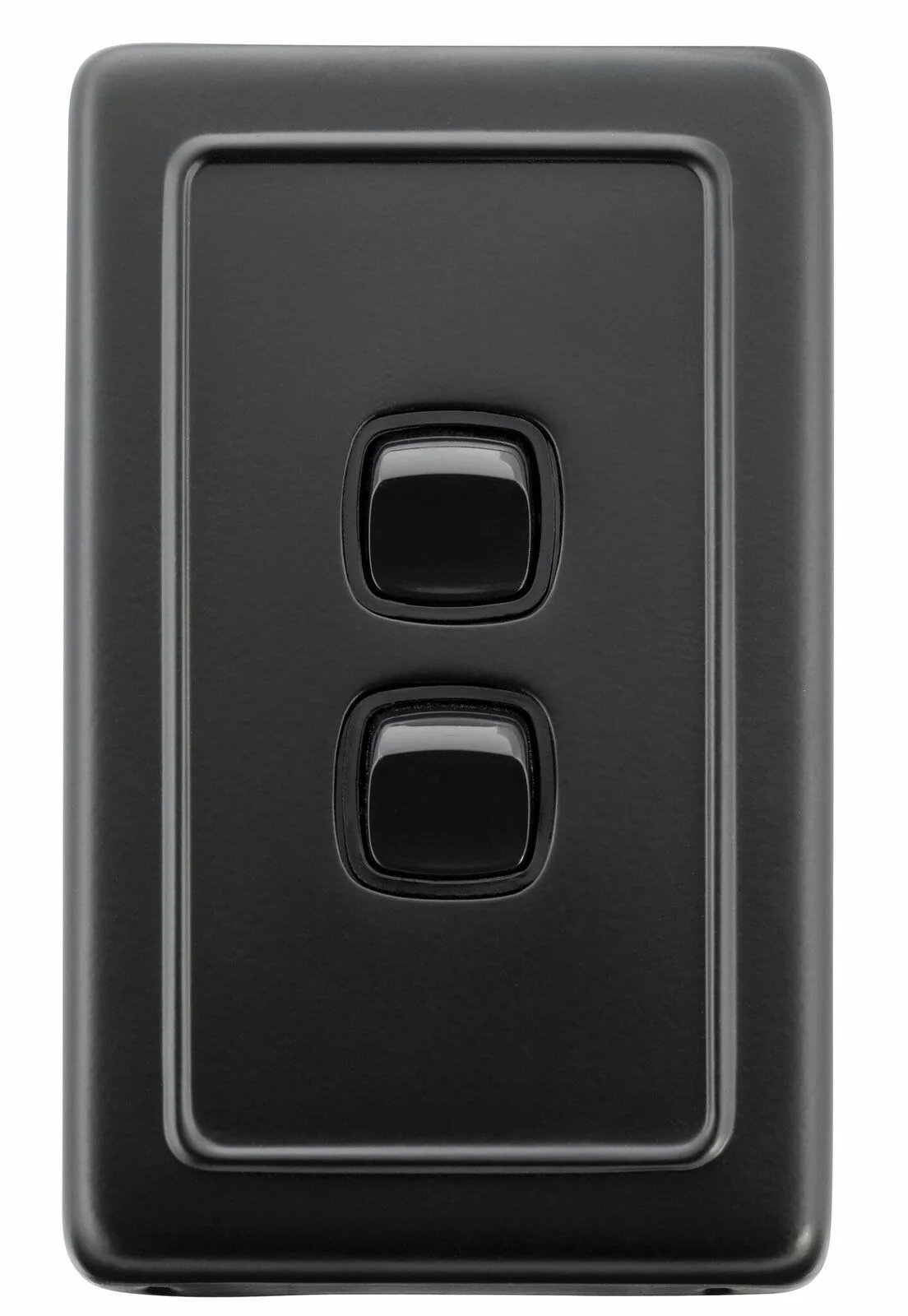 Tradco 5343 2 Gang Flat Plate Rocker Switch Matte Black