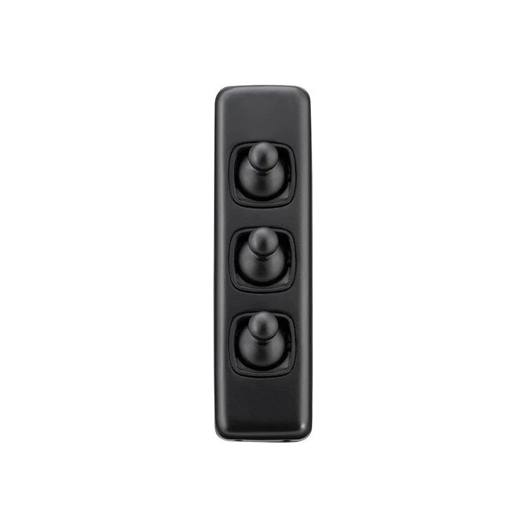 Tradco 5356 3 Gang Flat Plate Toggle Switches Matt Black 30x108mm