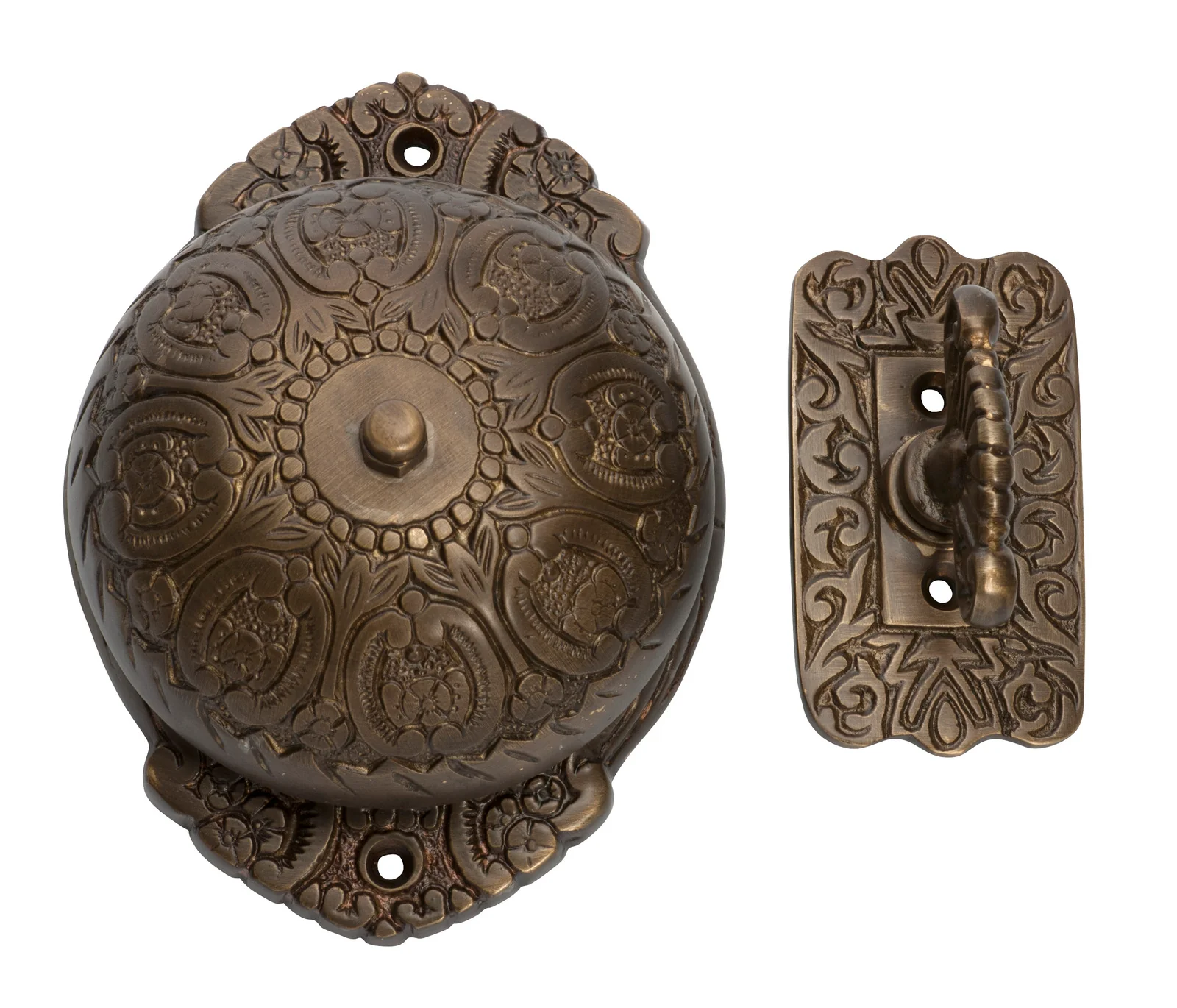 Tradco 5507AB Turn Bell Fancy Antique Brass