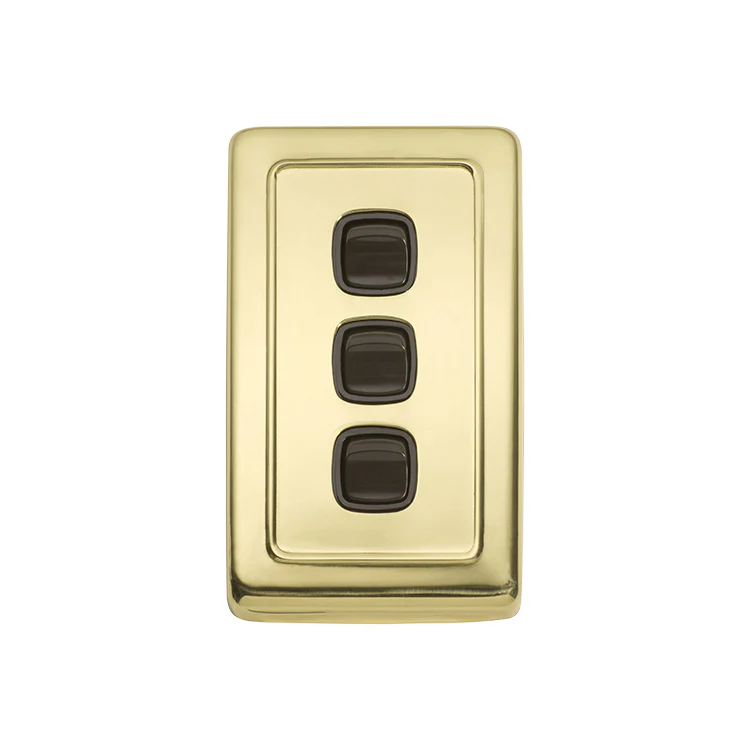 Tradco 5804PB Switch Rocker 3 Gang Polished Brass BR 72x115mm