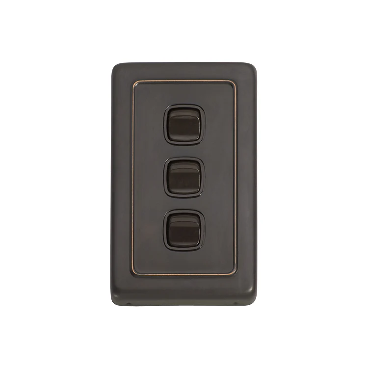 Tradco 5814AC Switch Rocker 3 Gang Antique Copper BR 72x115mm