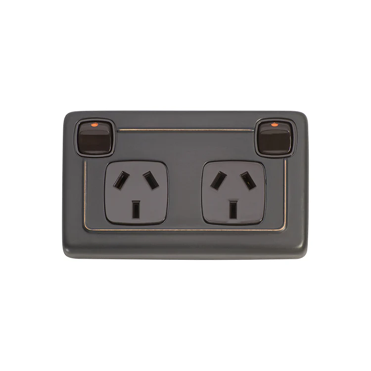 Tradco 5819AC Double Power Point Antique Copper BR 115x72mm