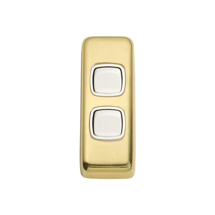 Tradco 5851PB Switch Rocker 2 Gang Polished Brass WH 30x82mm