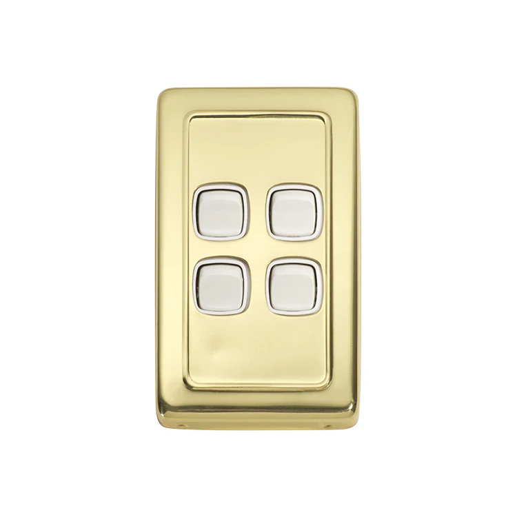Tradco 5855PB Switch Rocker 4 Gang Polished Brass WH 72x115mm