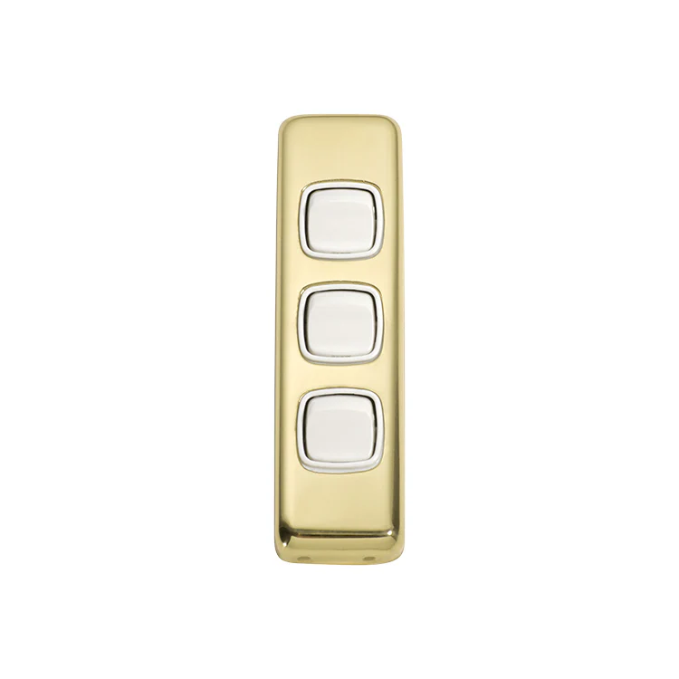 Tradco 5856PB Switch Rocker 3 Gang Polished Brass WH 30x108mm