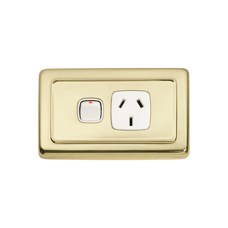 Tradco 5858PB Single Power Point Polished Brass WH 115x72mm