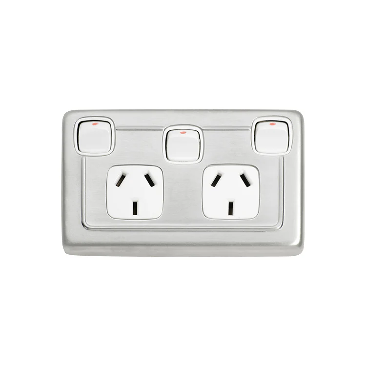 Tradco 5877SC Double P/Point W/ Switch Satin Chrome WH 115x72mm