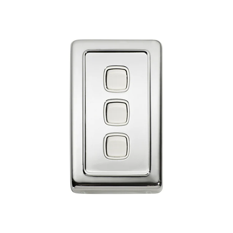 Tradco 5884CP Switch Rocker 3 Gang Polished Chrome WH 72x115mm