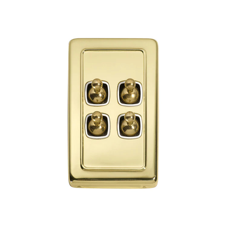Tradco 5955PB Switch Toggle 4 Gang Polished Brass WH 72x115mm